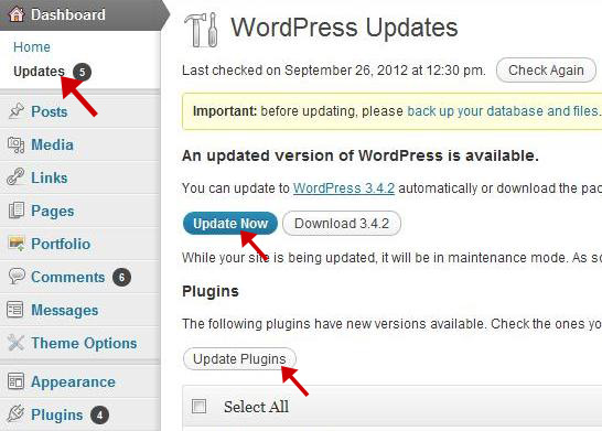 Wordpress Updates Page